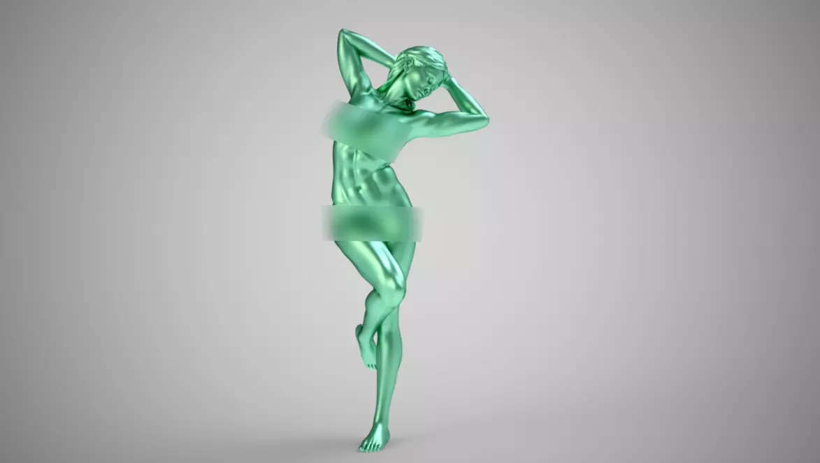 Girl Under Shower 3D print model_0