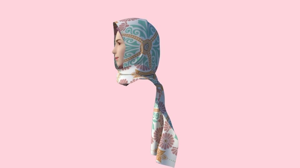 Hijab Model 3 woman wearing 3D model_2
