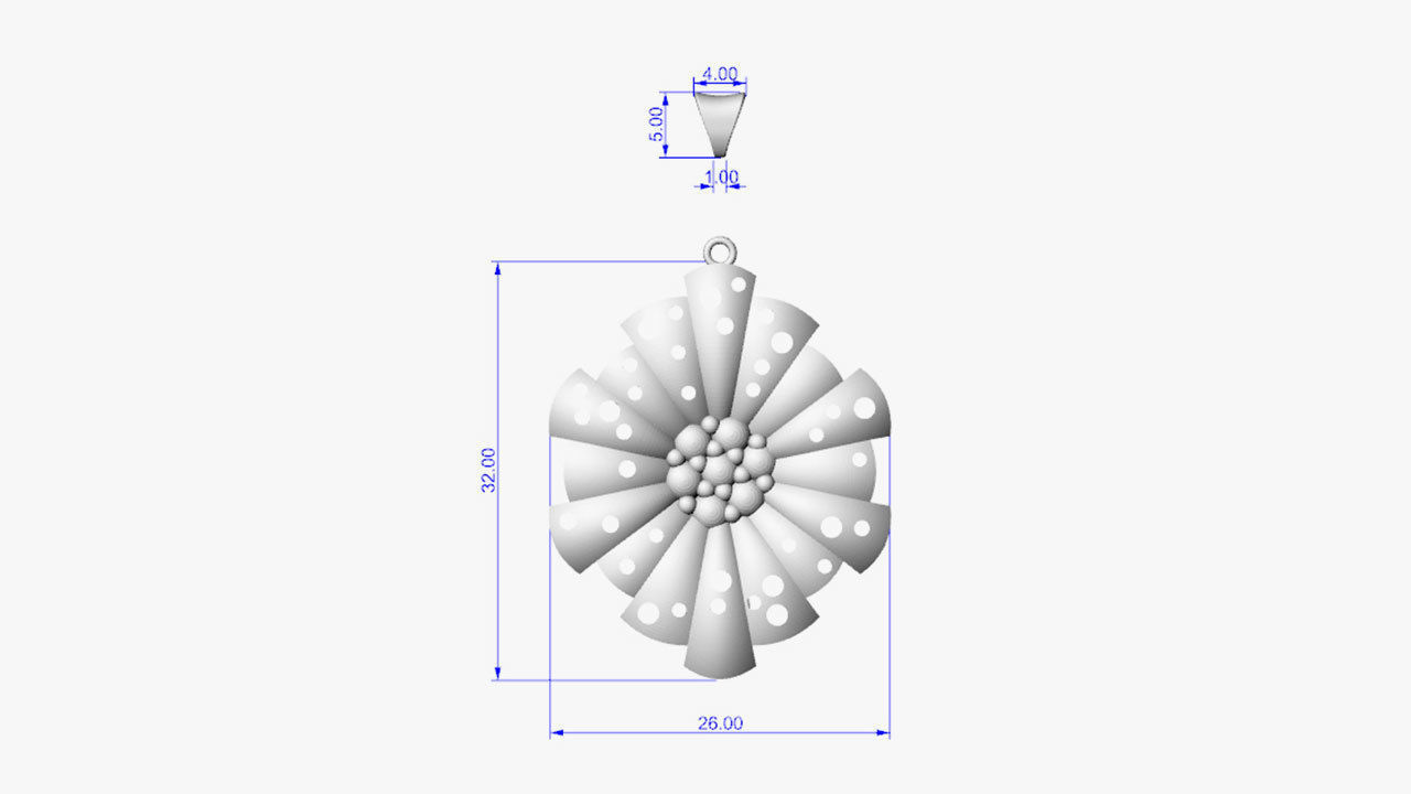 Pendant silver with flower 3D print model_13