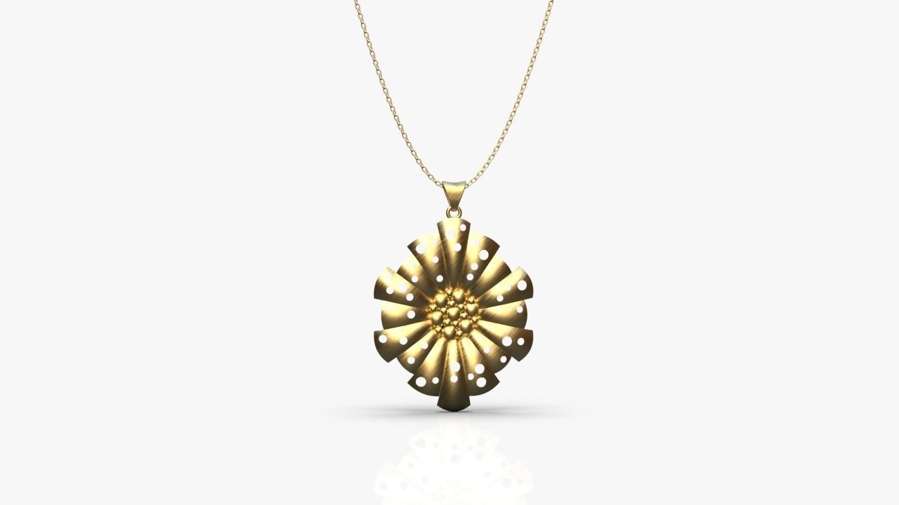 Pendant silver with flower 3D print model_5