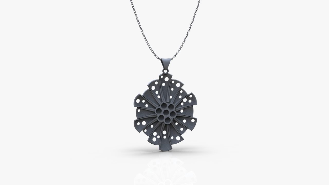 Pendant silver with flower 3D print model_11