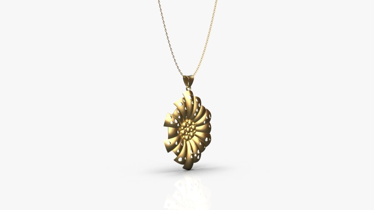 Pendant silver with flower 3D print model_6