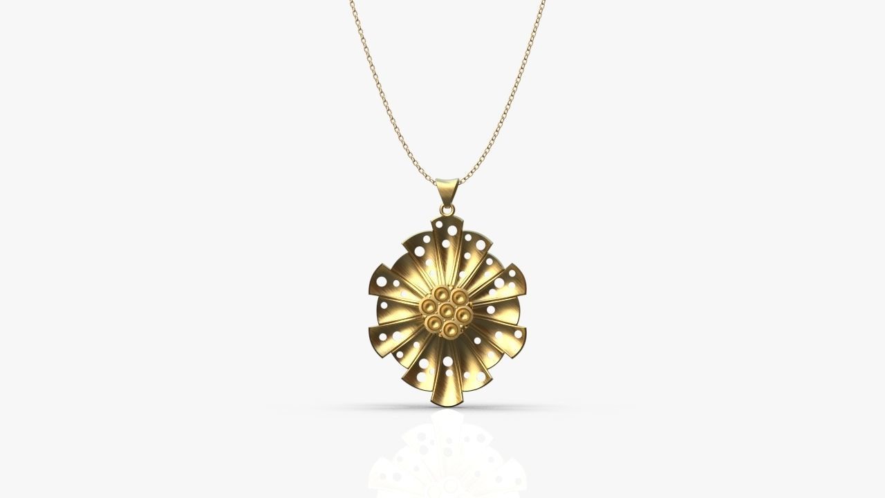 Pendant silver with flower 3D print model_7
