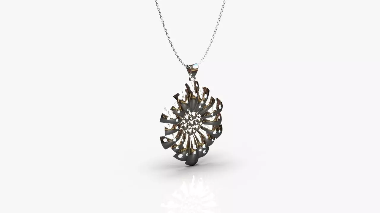 Pendant silver with flower 3D print model_0