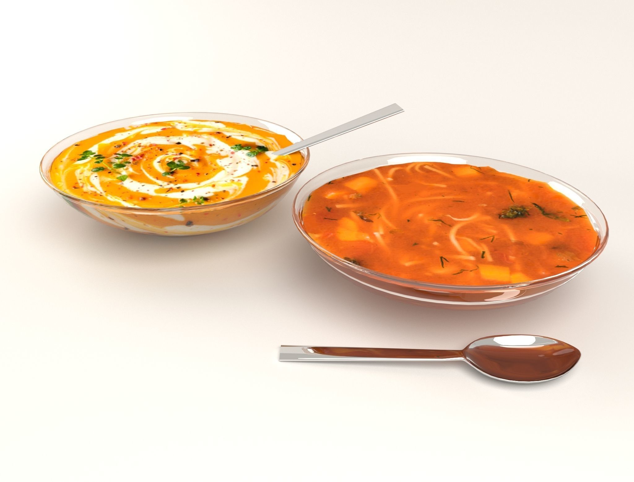 Pasta soup and Potage soup 3D model_4