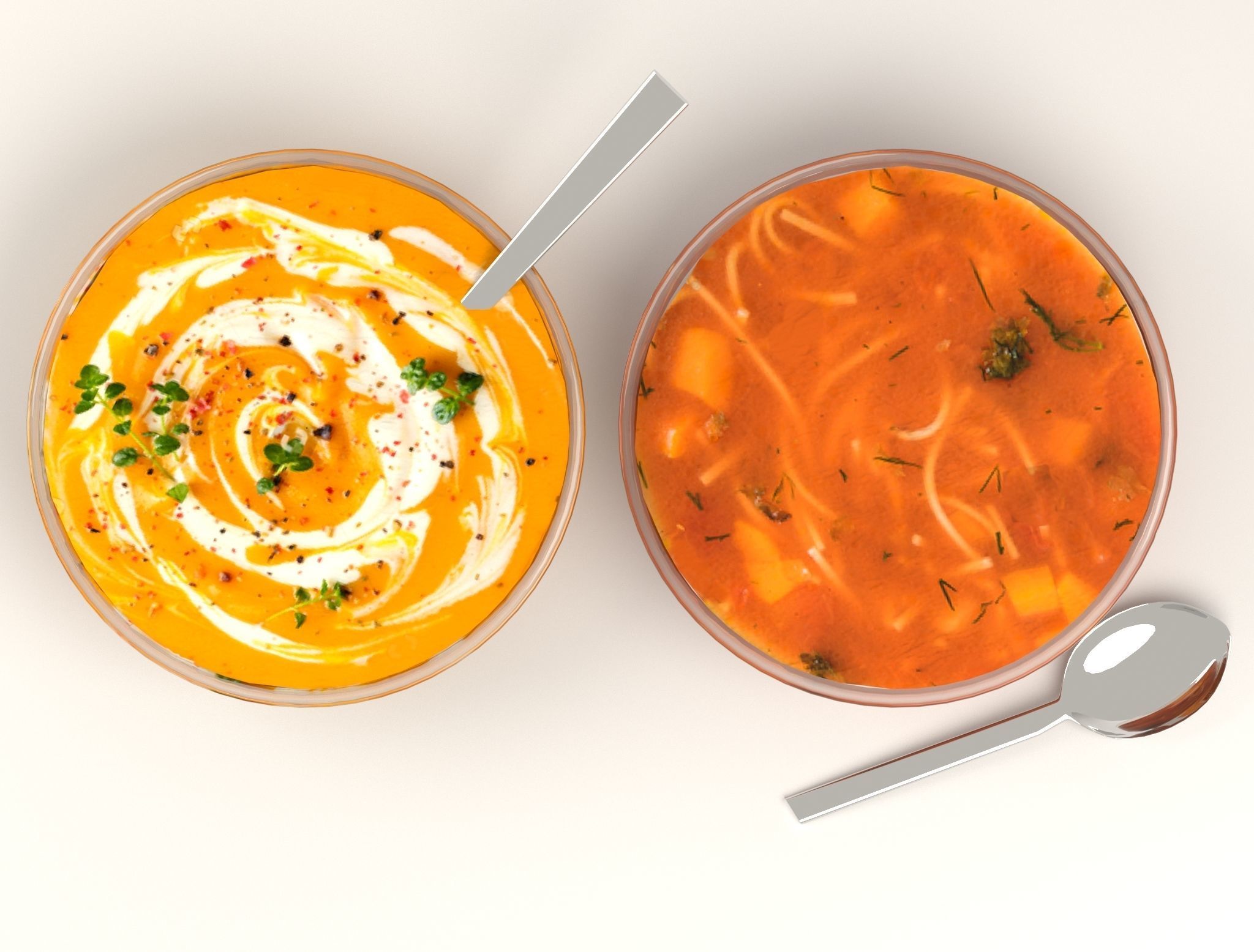 Pasta soup and Potage soup 3D model_2