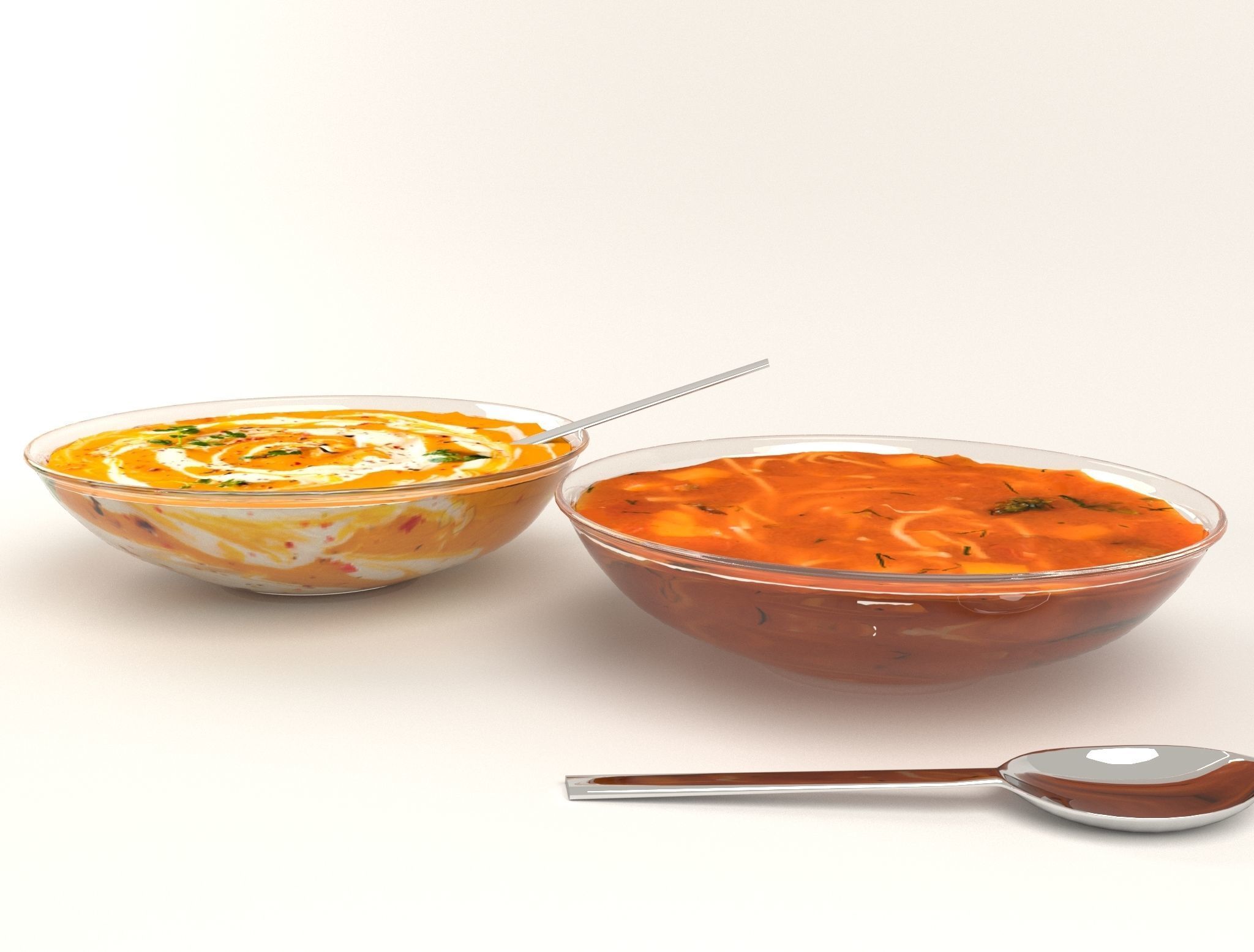 Pasta soup and Potage soup 3D model_1