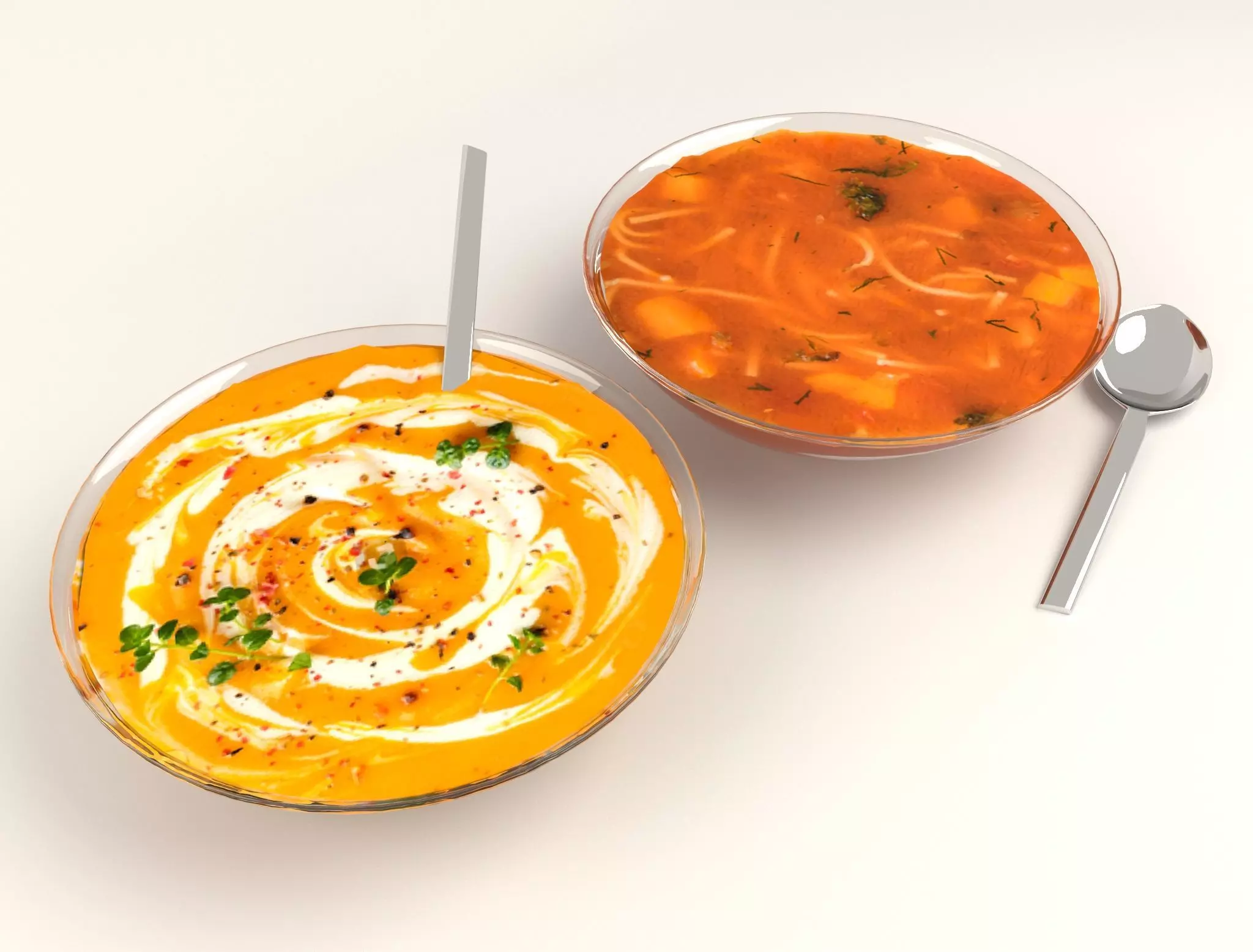 Pasta soup and Potage soup 3D model_0