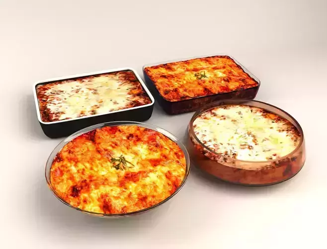 Lasagna pizza in glass dish