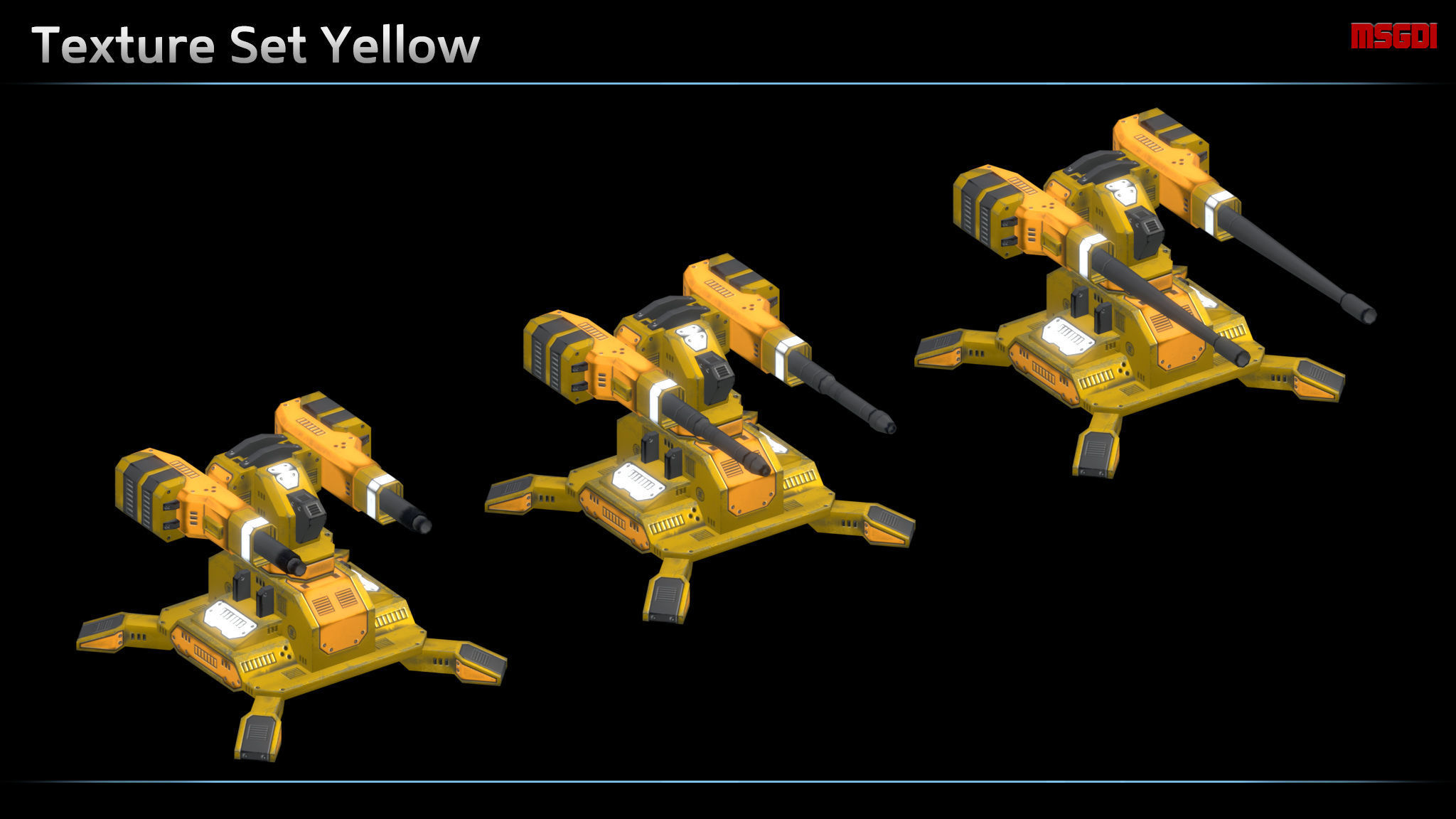Ballistic Turret Low-poly 3D model_8