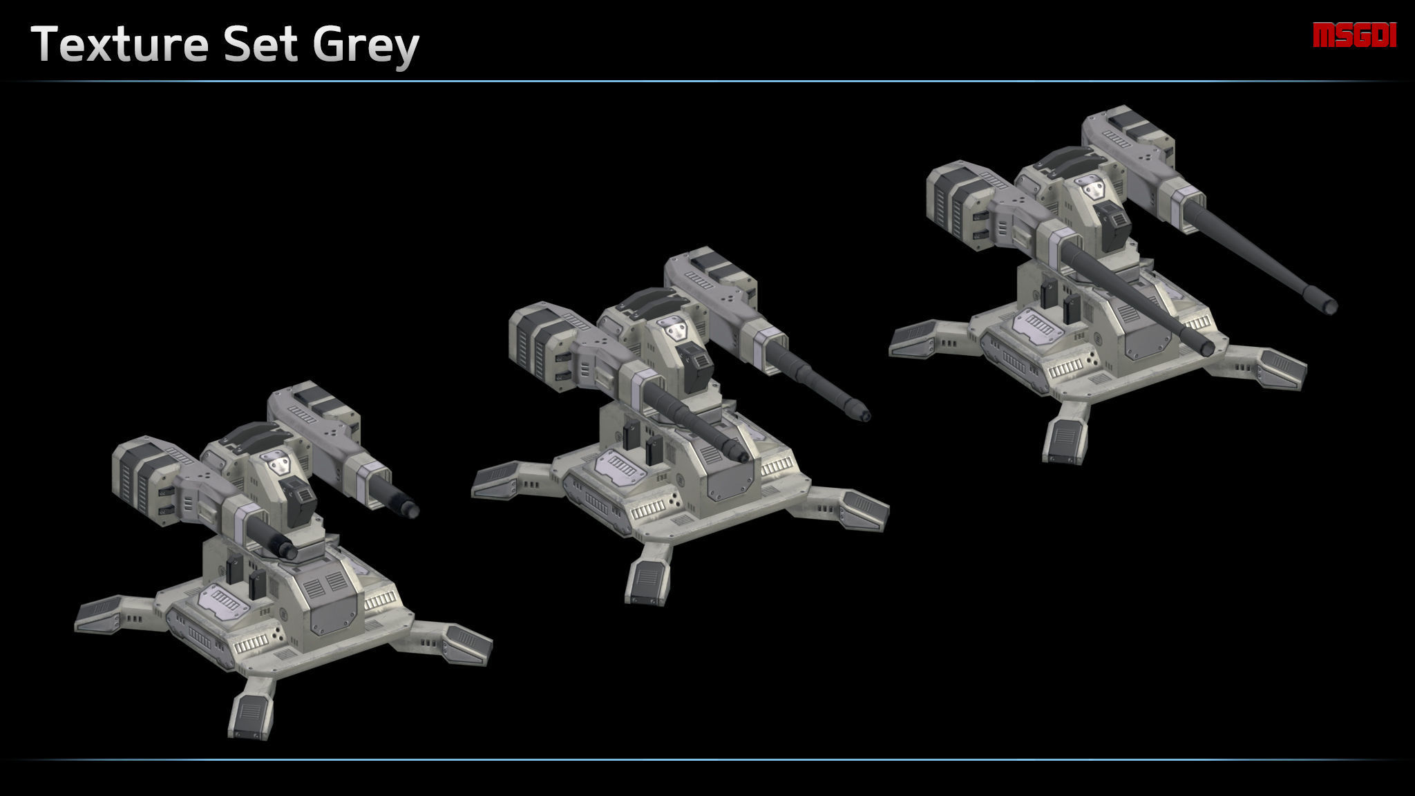 Ballistic Turret Low-poly 3D model_5