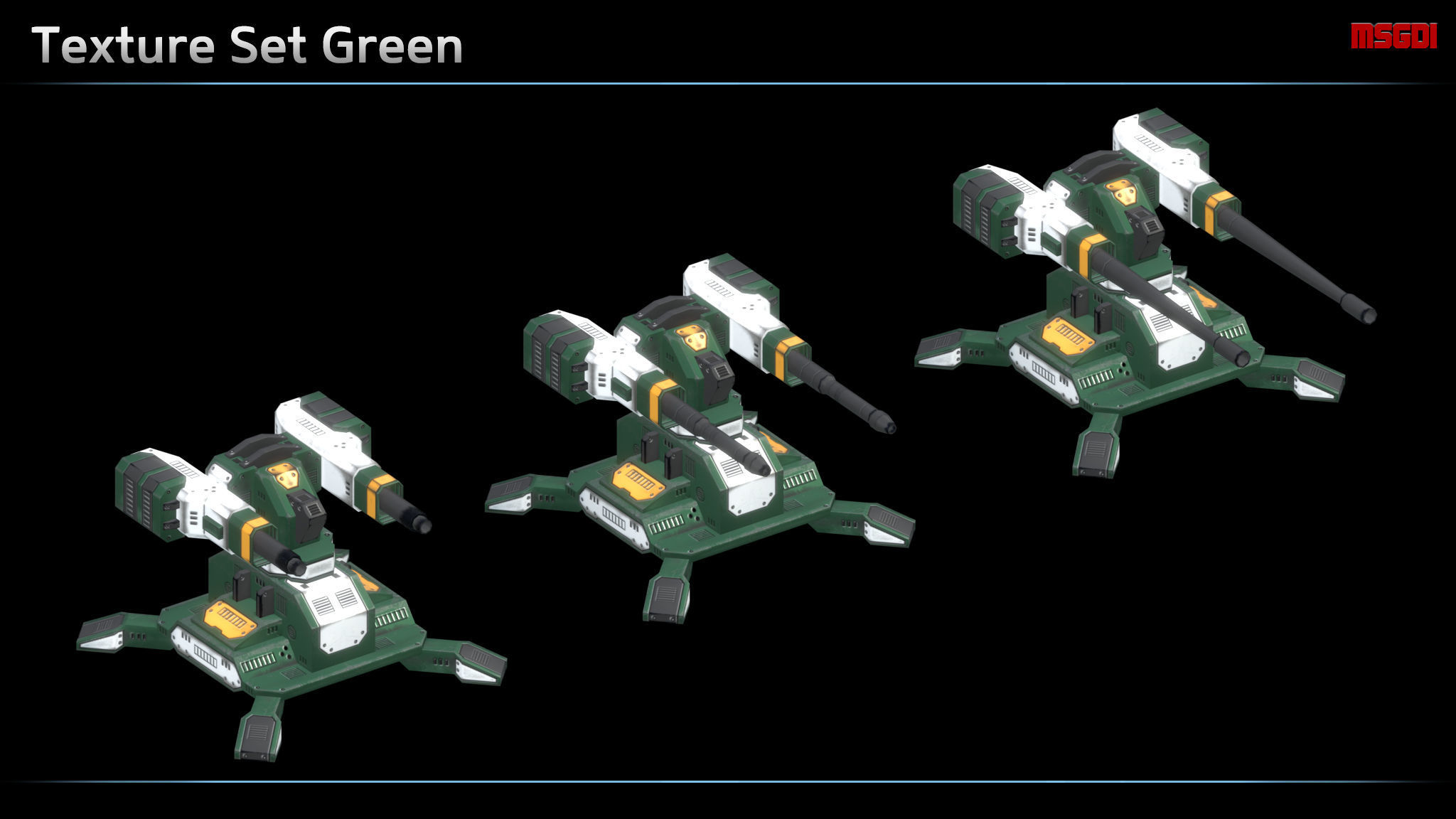 Ballistic Turret Low-poly 3D model_4