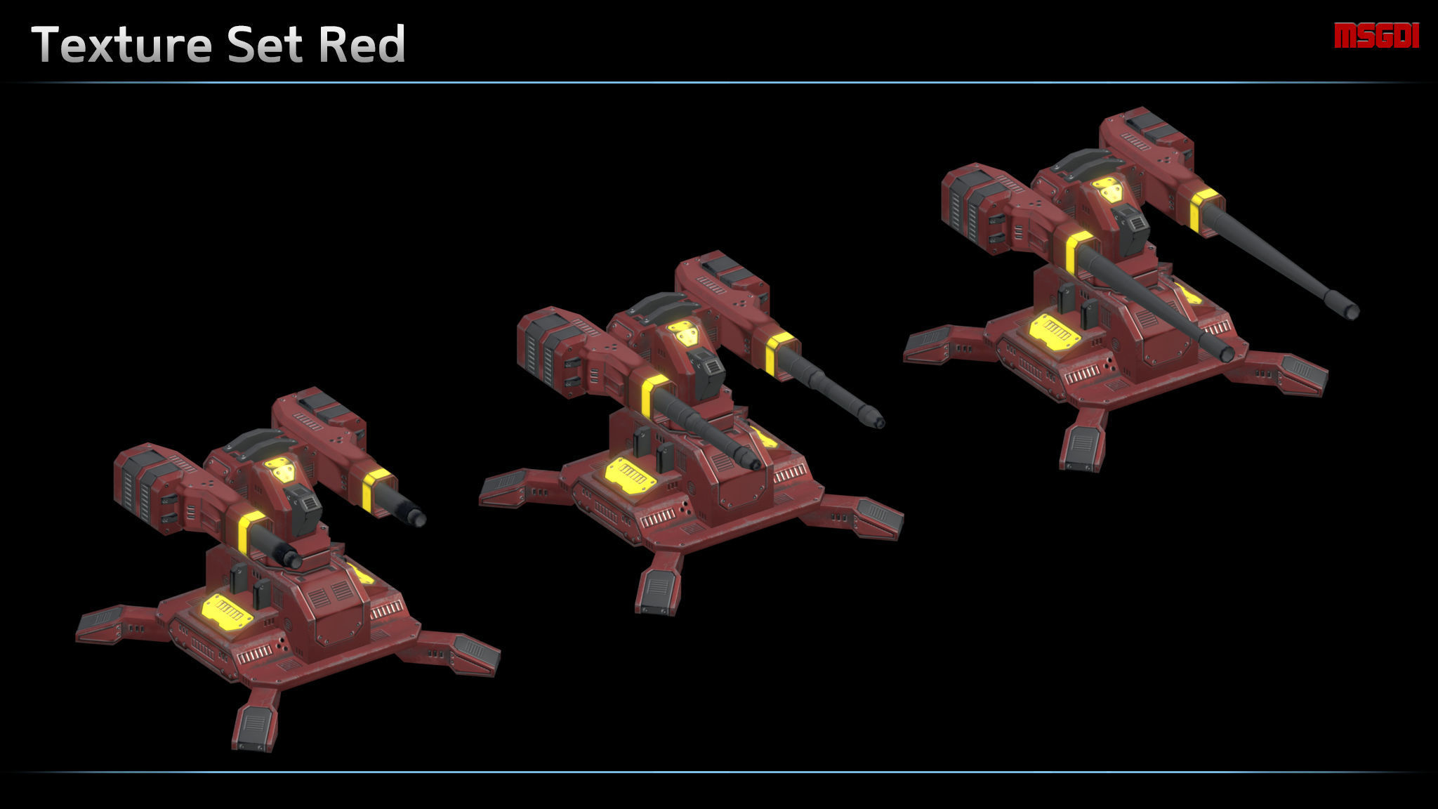 Ballistic Turret Low-poly 3D model_6