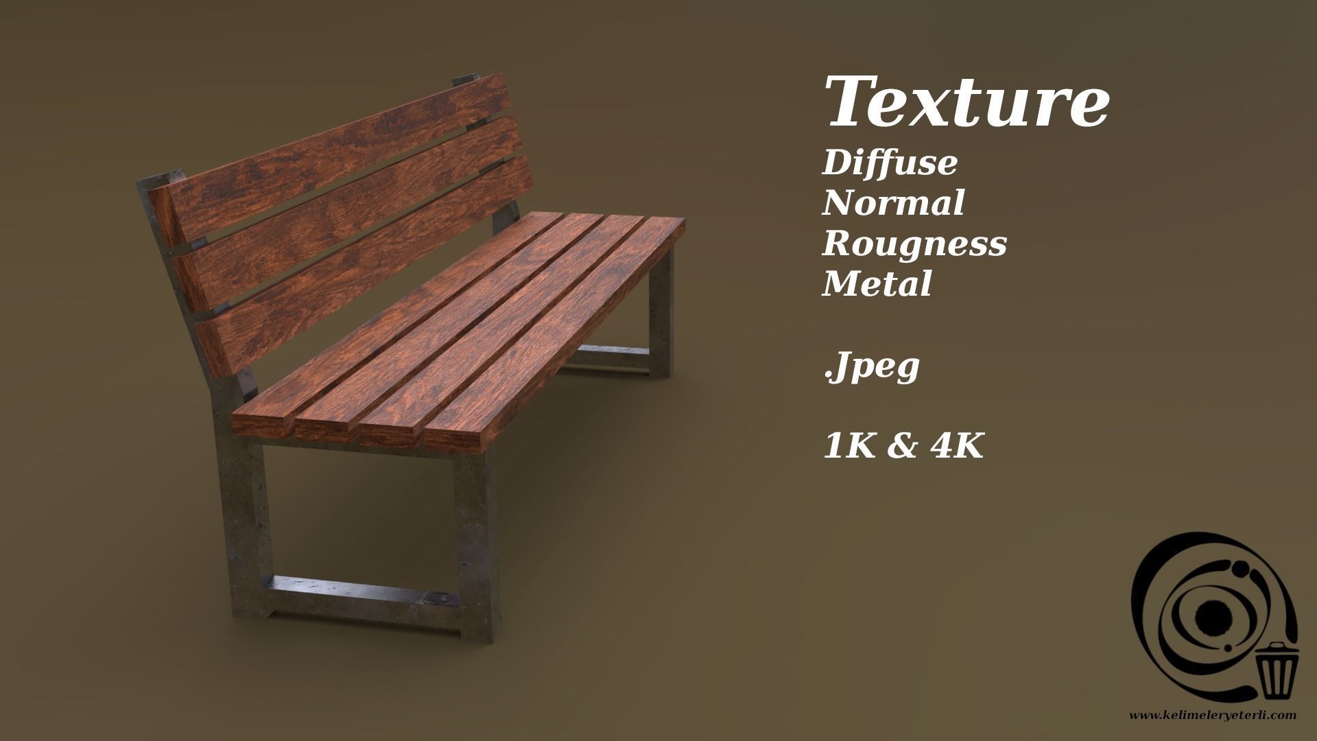 Bench 33 Low-poly 3D model_4