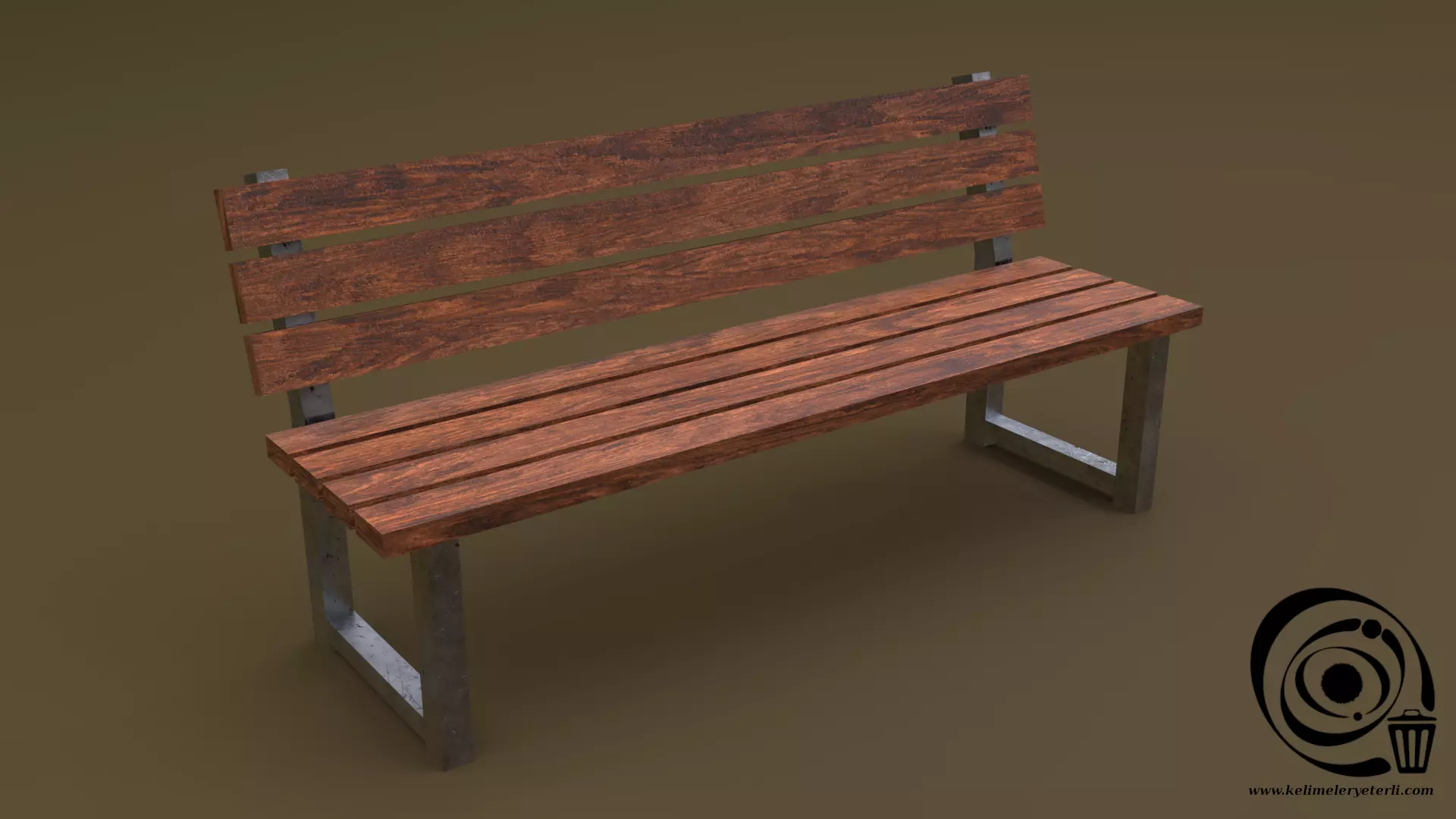 Bench 33 Low-poly 3D model_0