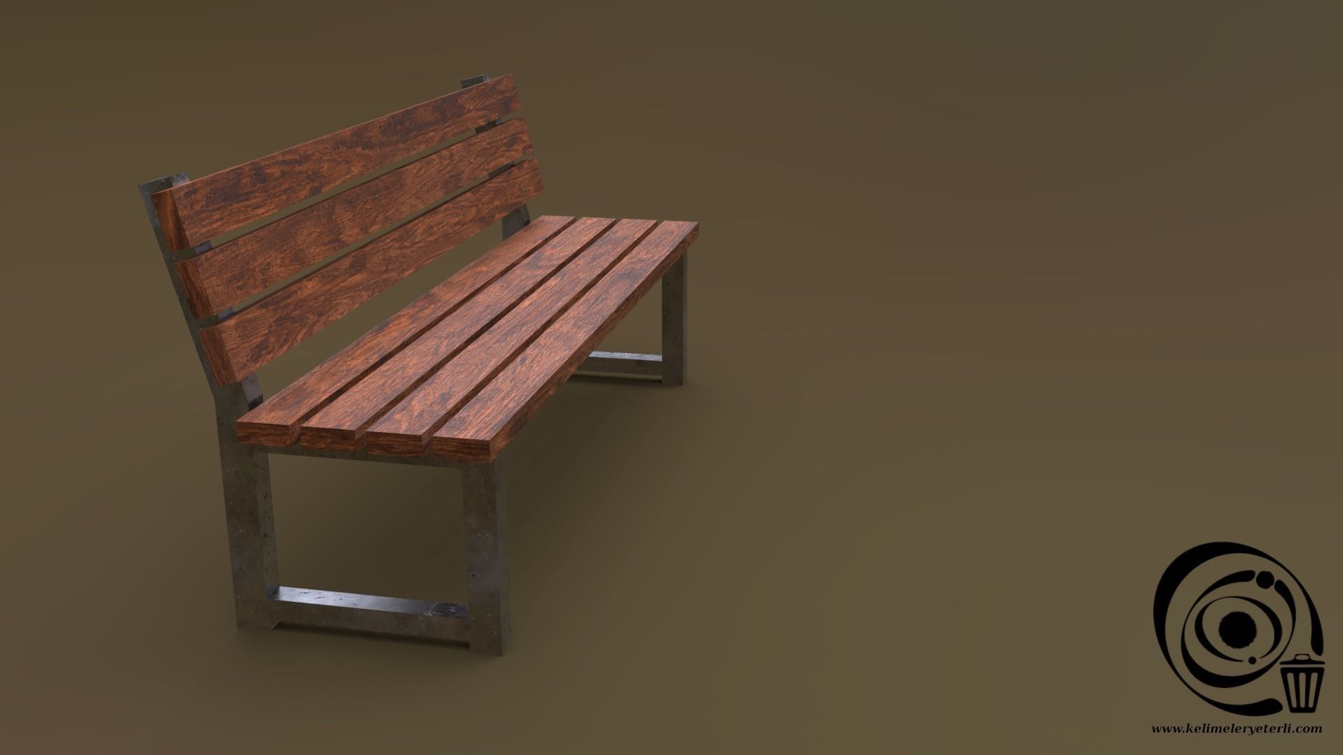 Bench 33 Low-poly 3D model_1