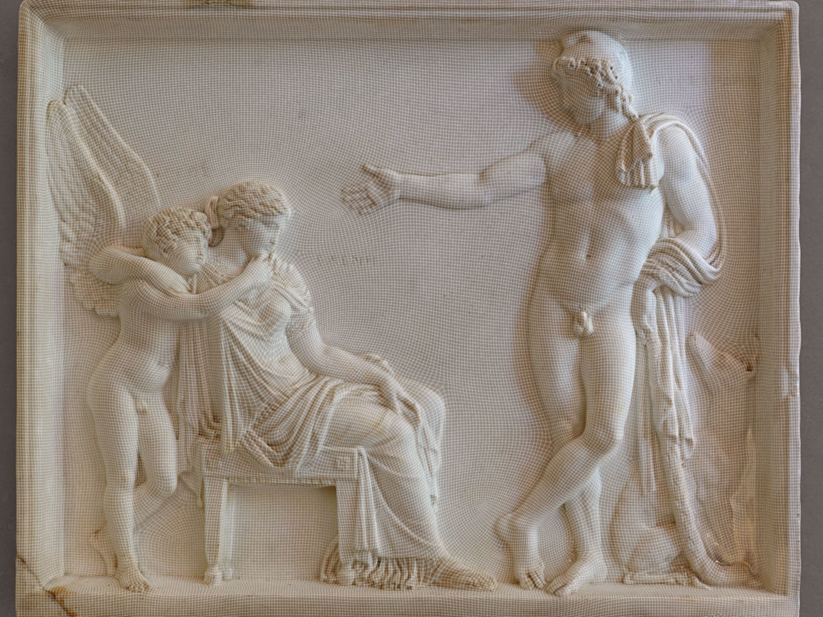 Paris Helen and Eros relief at Achilleion palace on Corfu island 3D print model_1