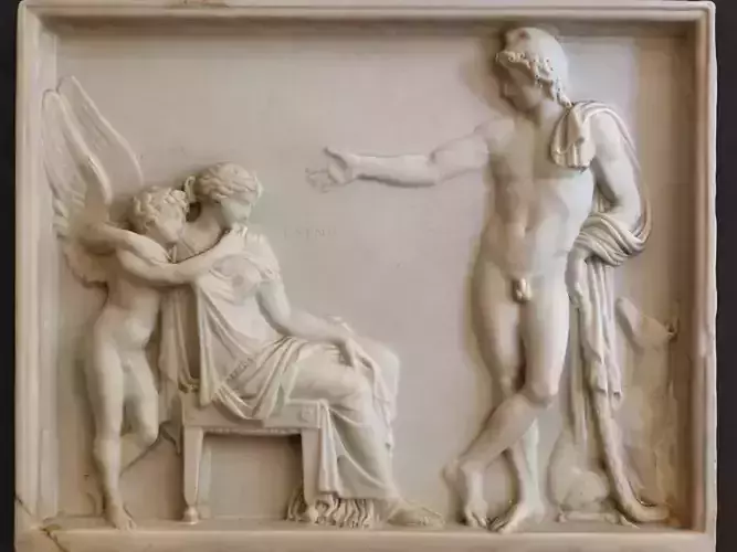 Paris Helen and Eros relief at Achilleion palace on Corfu island 3D print model