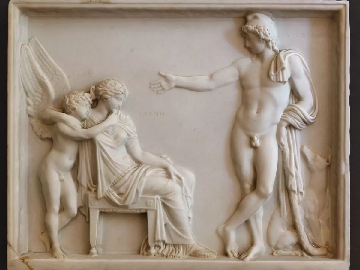 Paris Helen and Eros relief at Achilleion palace on Corfu island 3D print model_0