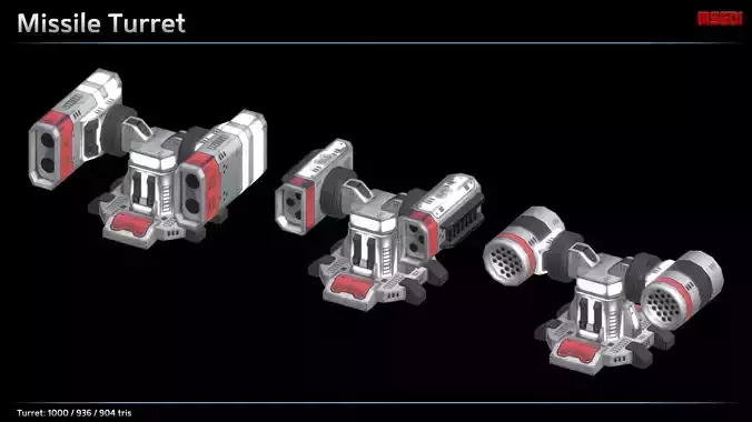 Missile Turret Low-poly 3D model