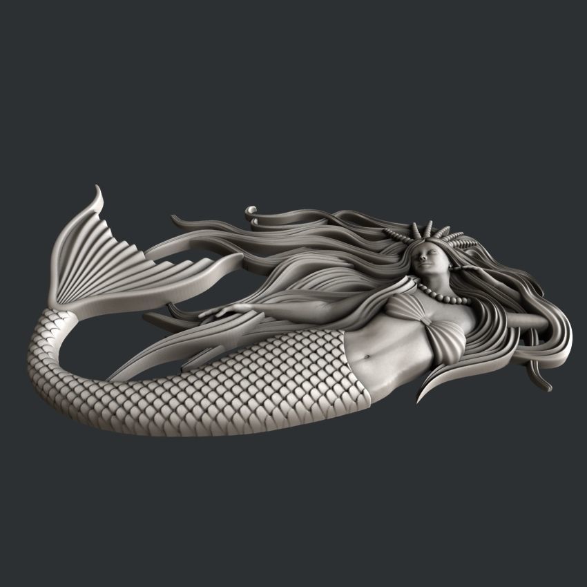 3d STL models for CNC router Mermaid 3D model_3