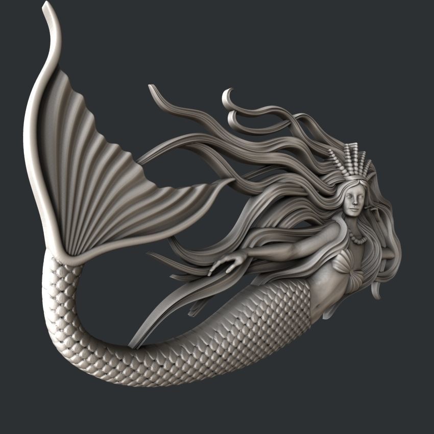 3d STL models for CNC router Mermaid 3D model_1