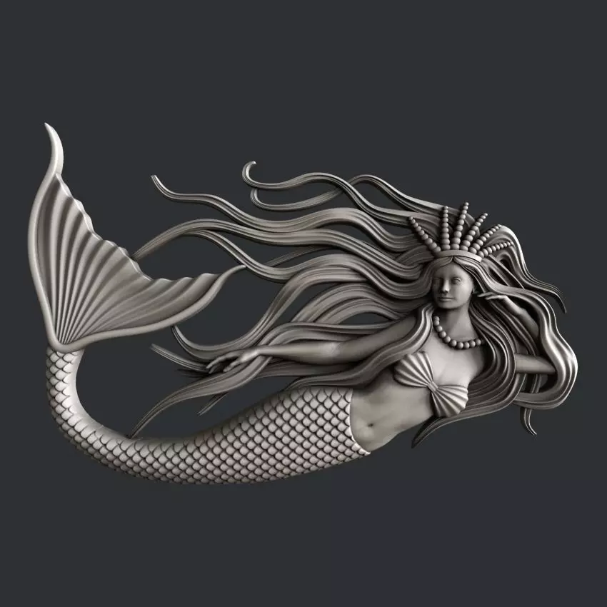 3d STL models for CNC router Mermaid 3D model_0