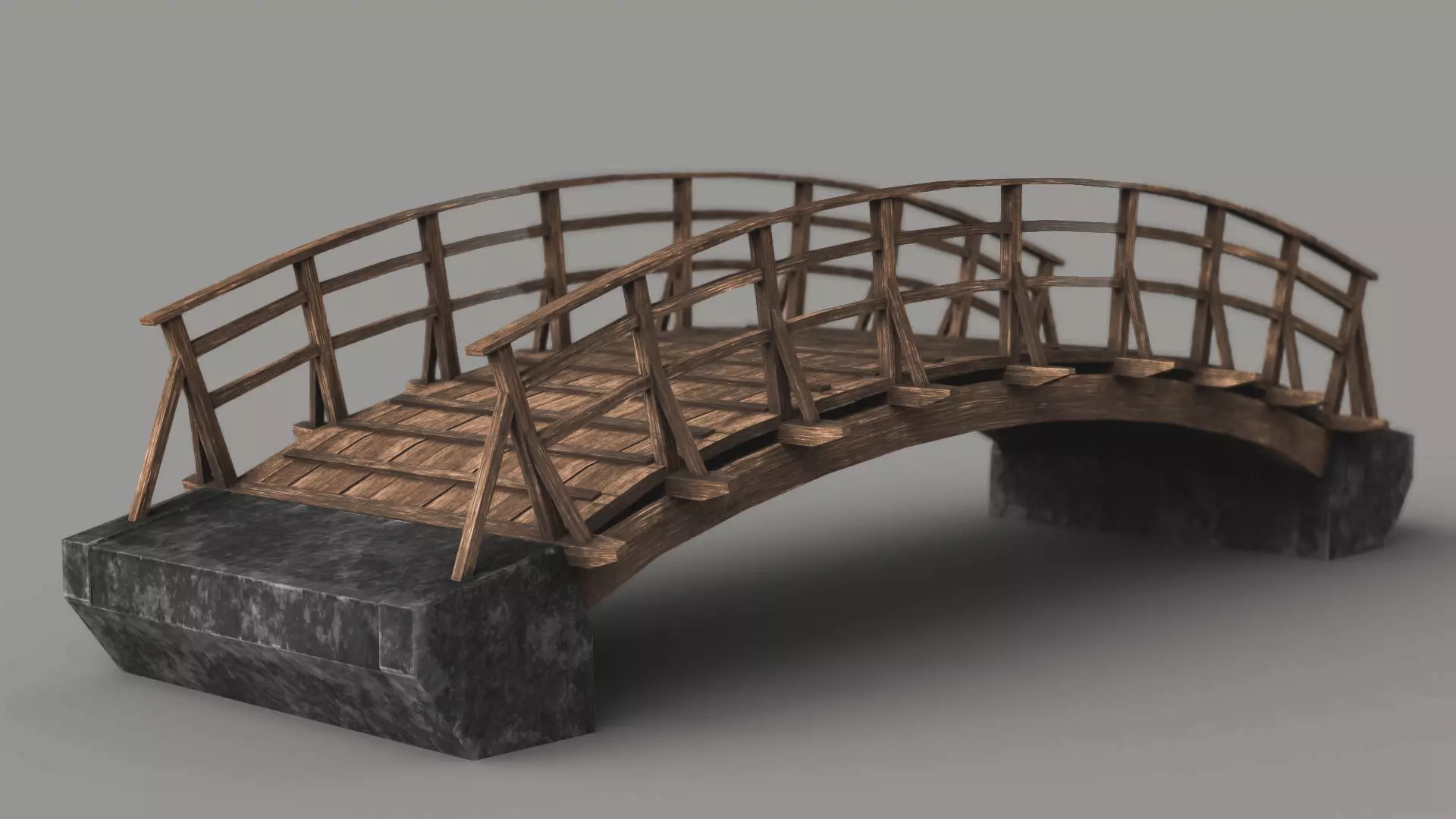 Wooden Bridge Game-ready Low-poly 3D model