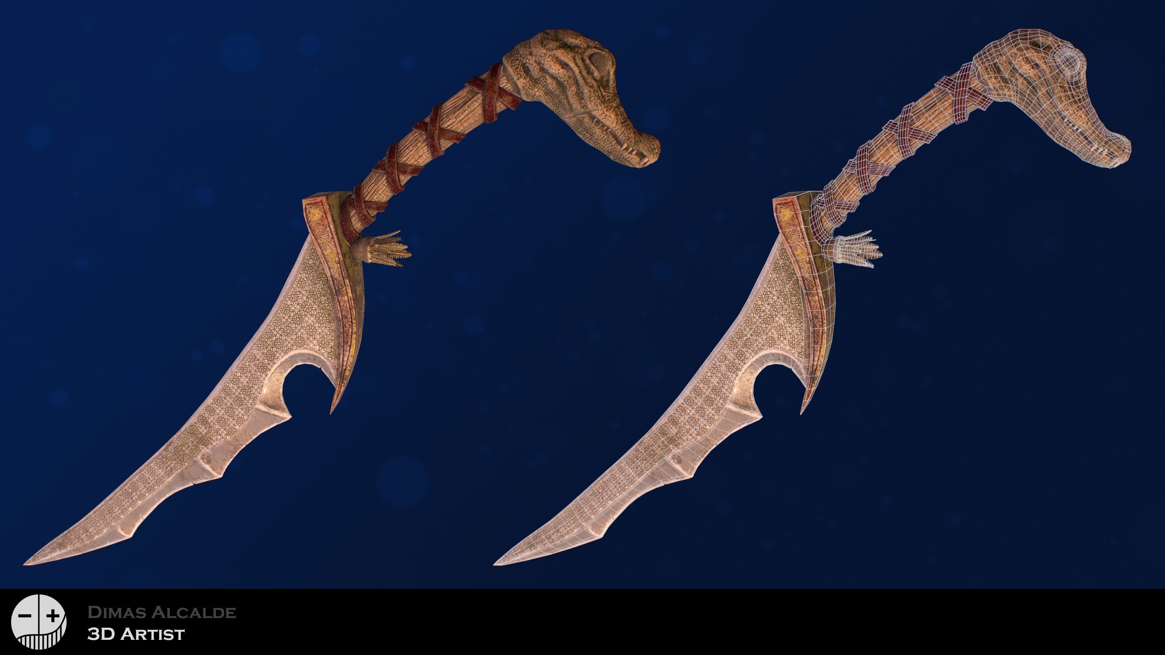 Egyptian dagger Low-poly 3D model_2