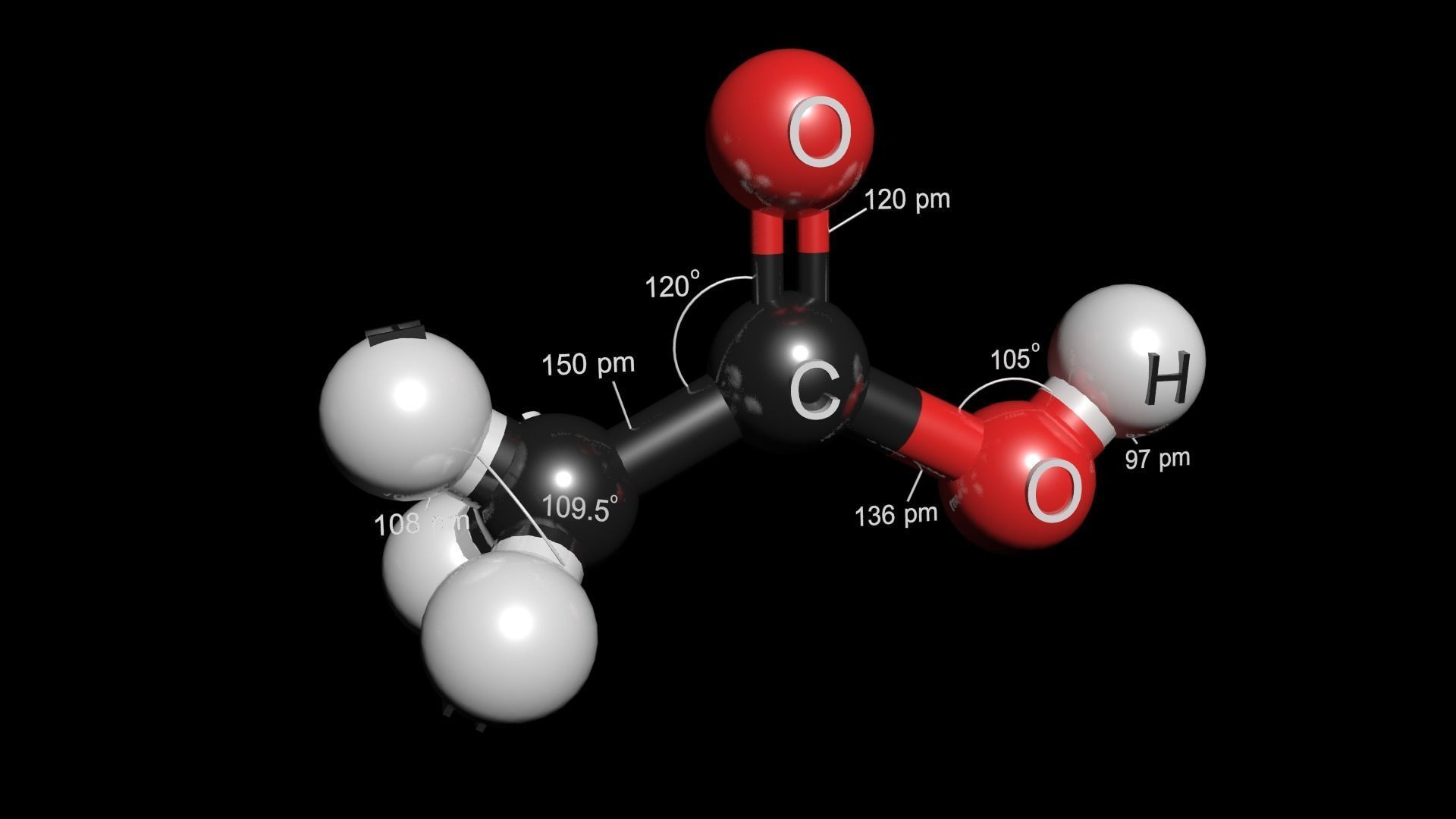 Acetic acid 3D Model CH3COOH 3D model_5