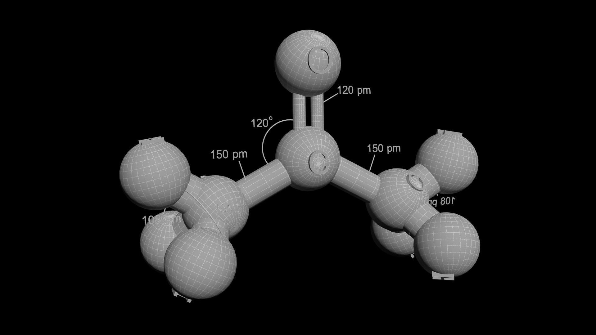 Acetone 3D Model C3H6O 3D model_6