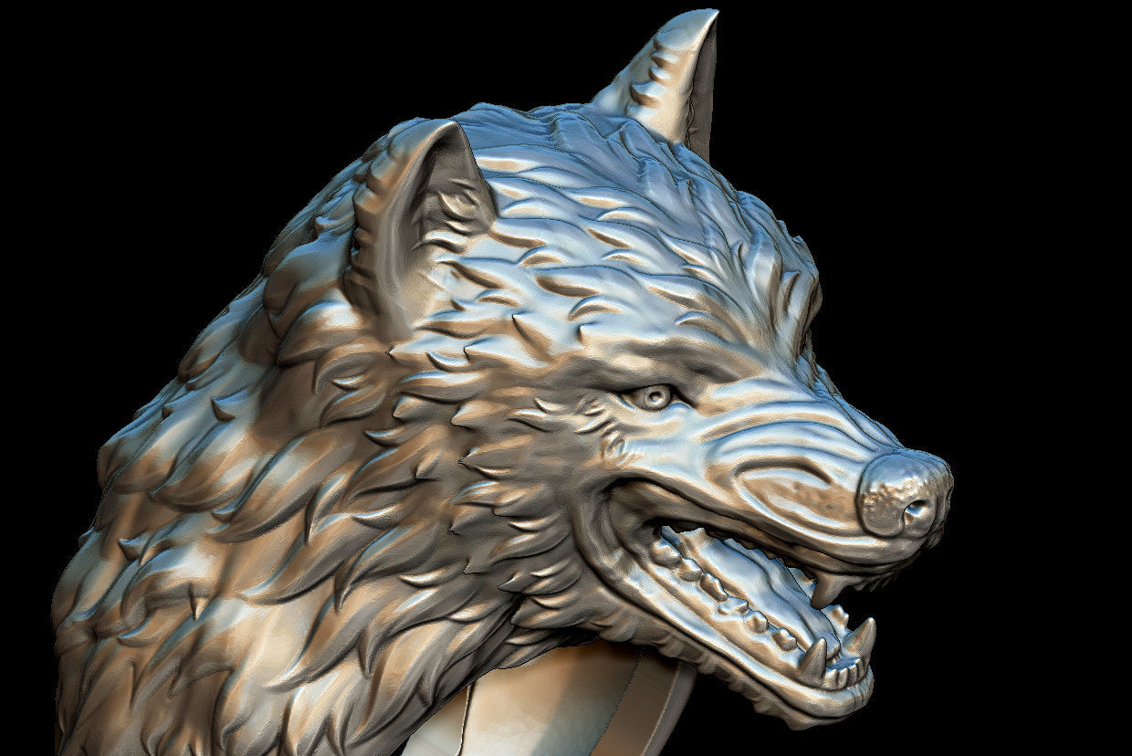 Wolf ring 3D print model_5