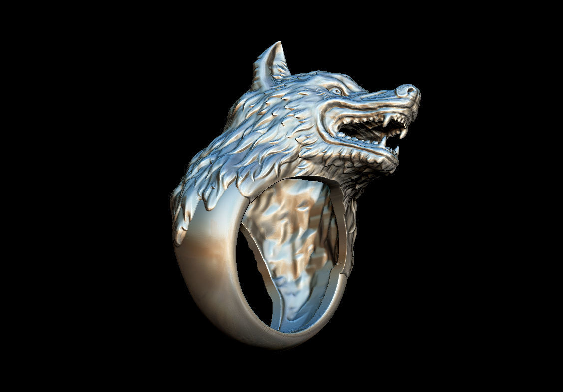 Wolf ring 3D print model_8