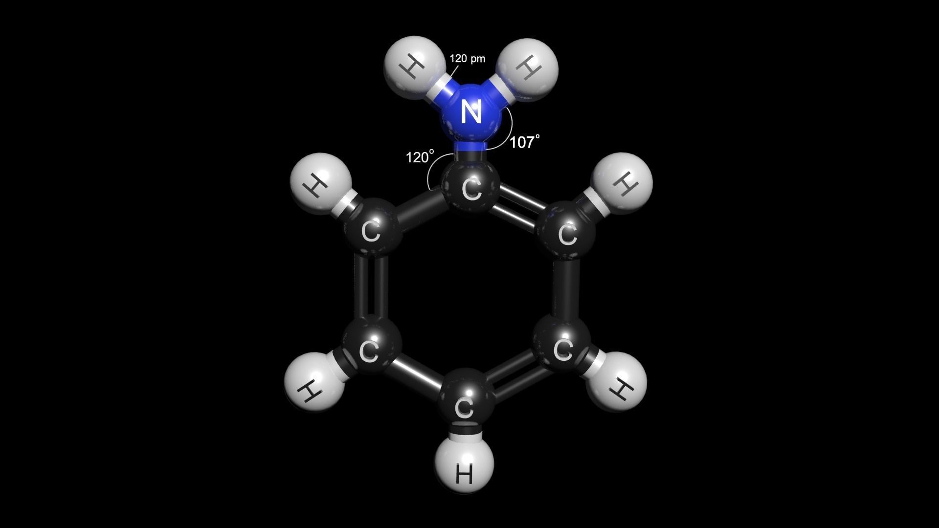 Aniline 3D Model C6H5NH2  3D model_4
