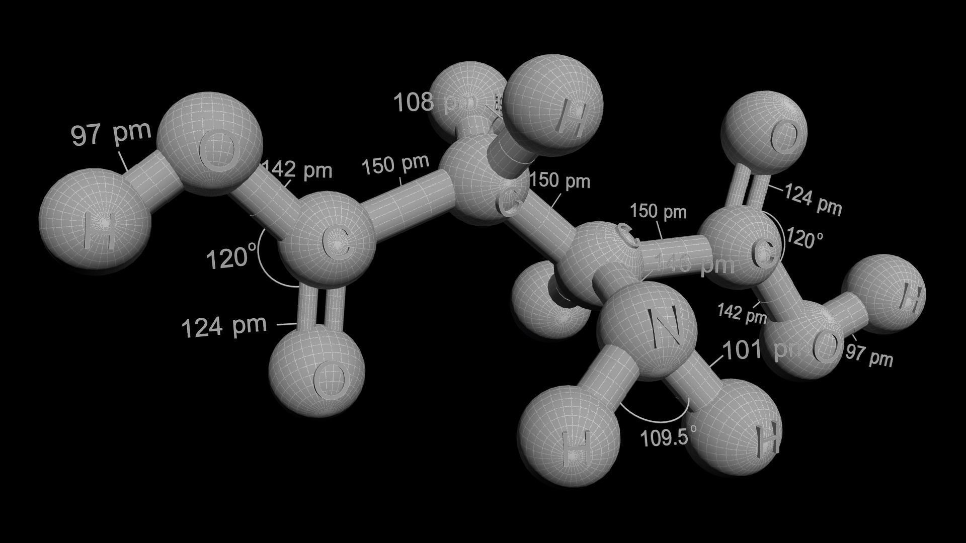 Aspartic acid 3D Model C4H7NO4 3D model_6