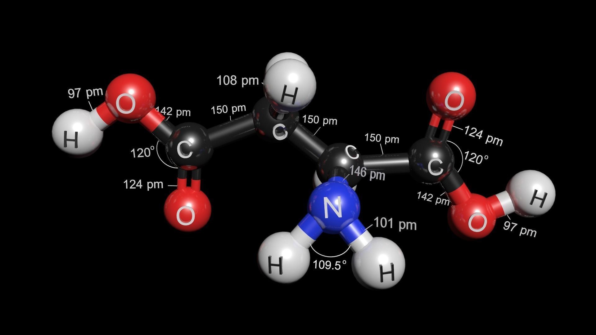 Aspartic acid 3D Model C4H7NO4 3D model_5