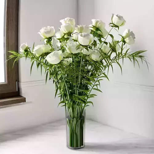 flowers roses in glass vase