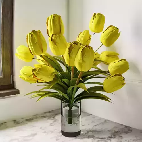 flowers tulips in glass vase