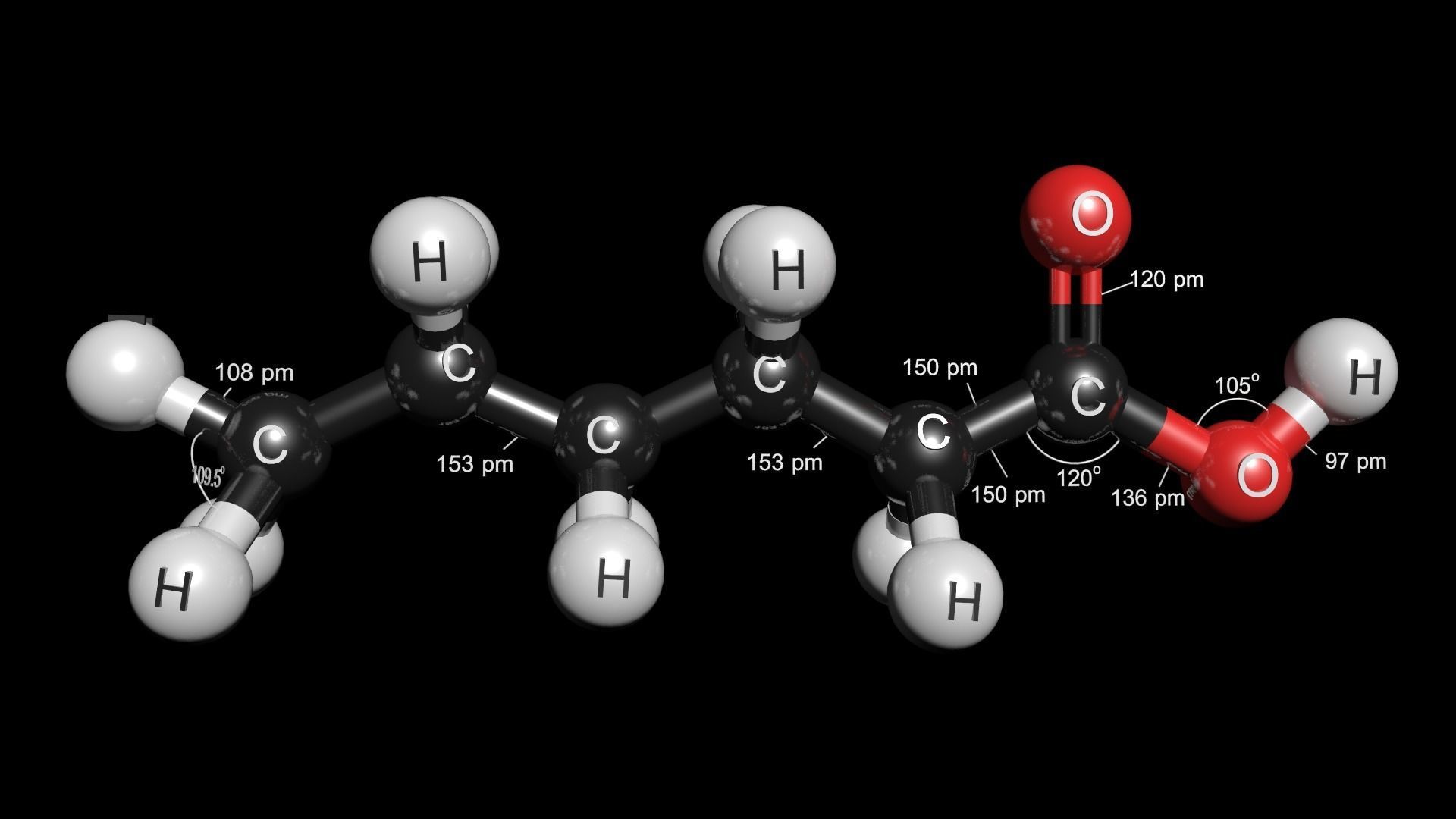 Caproic acid 3D Model Hexanoic acid C6H12O2  3D model_5