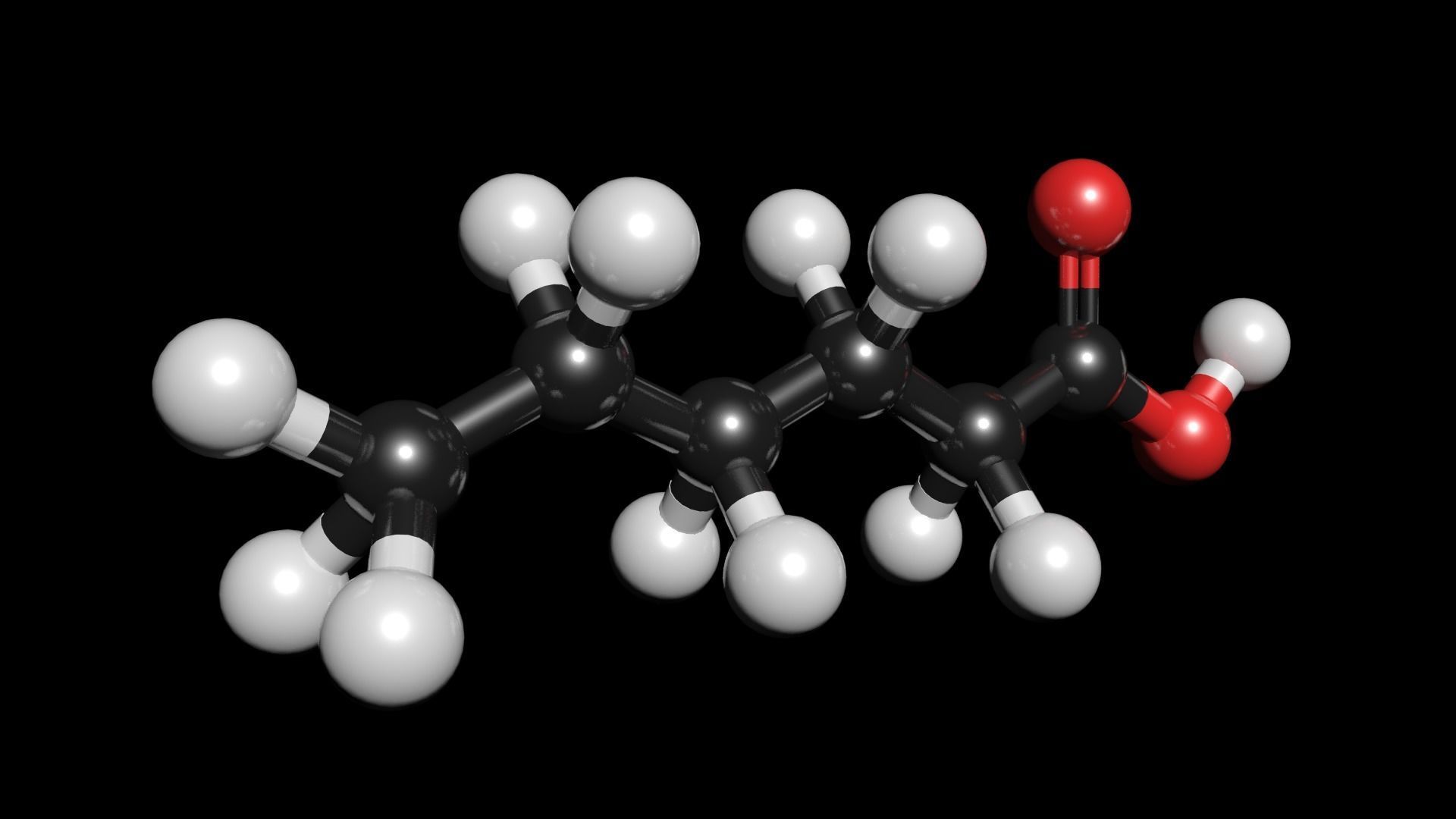 Caproic acid 3D Model Hexanoic acid C6H12O2  3D model_1