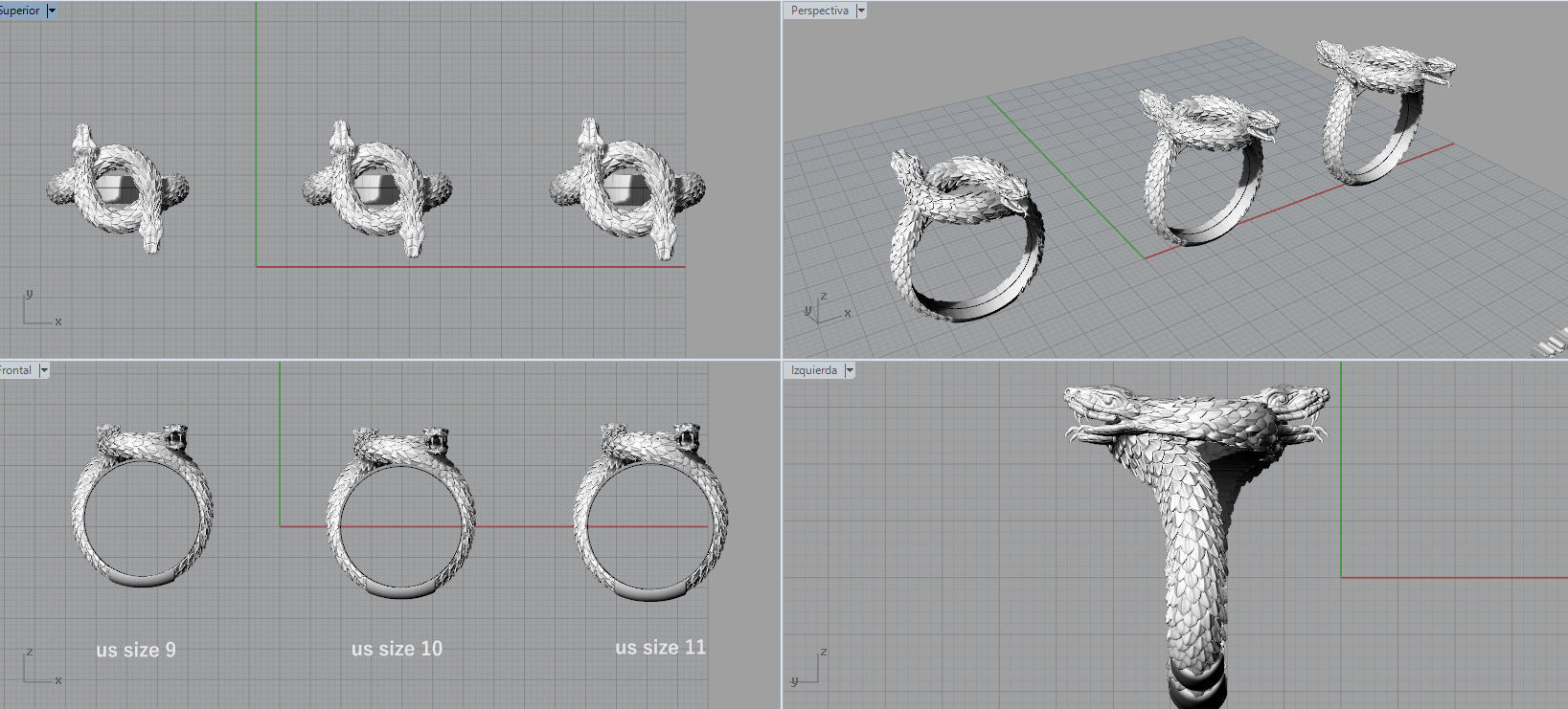 Snake ring 3D print model_3