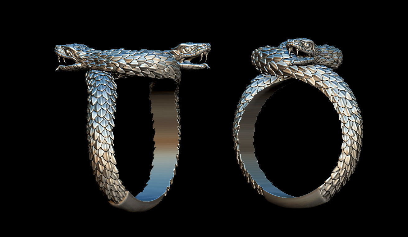 Snake ring 3D print model_7