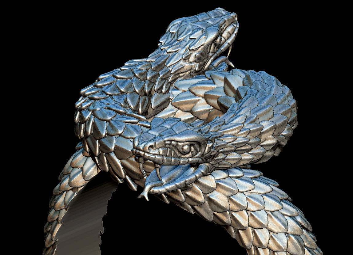 Snake ring 3D print model_4