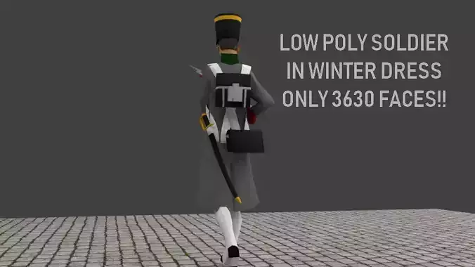 Napoleonic soldier with Winter Coat Low-poly 3D model
