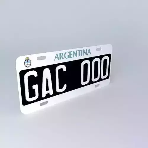 Patent Argentina License Plate Free 3D model
