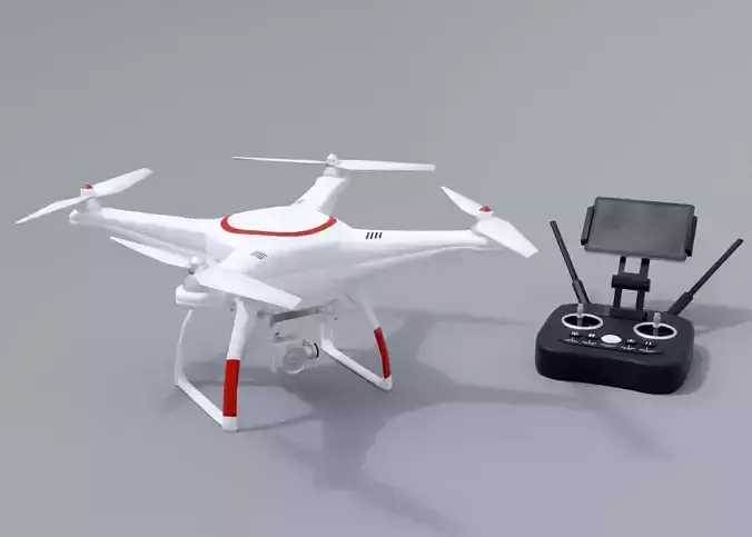 White drone with remote control