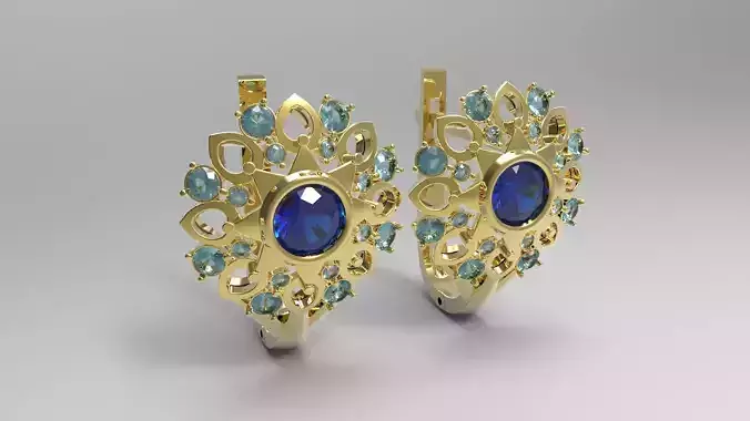 Pretty earrings - Titanic sapphire 3D print model 3D print model