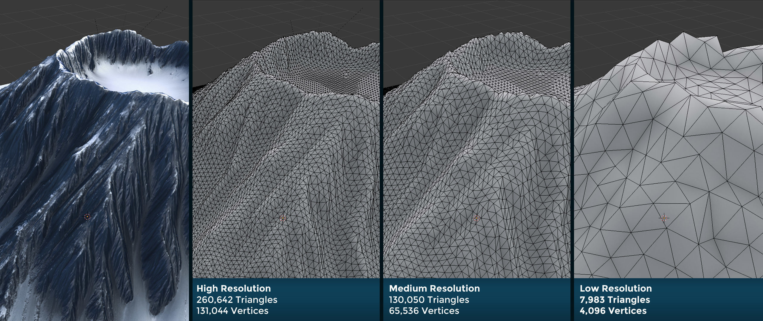 Snow-covered Volcano Low-poly 3D model_4