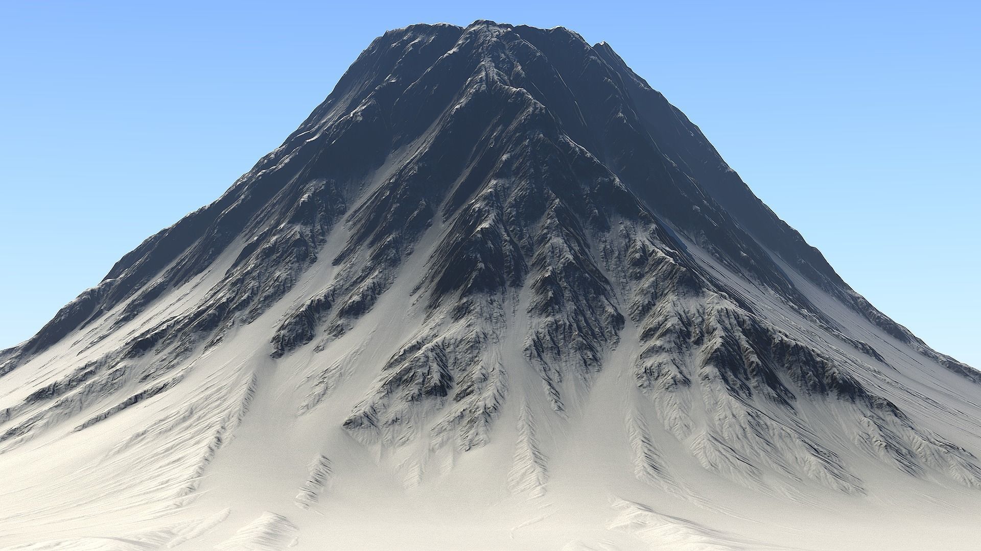 Snow-covered Volcano Low-poly 3D model_3