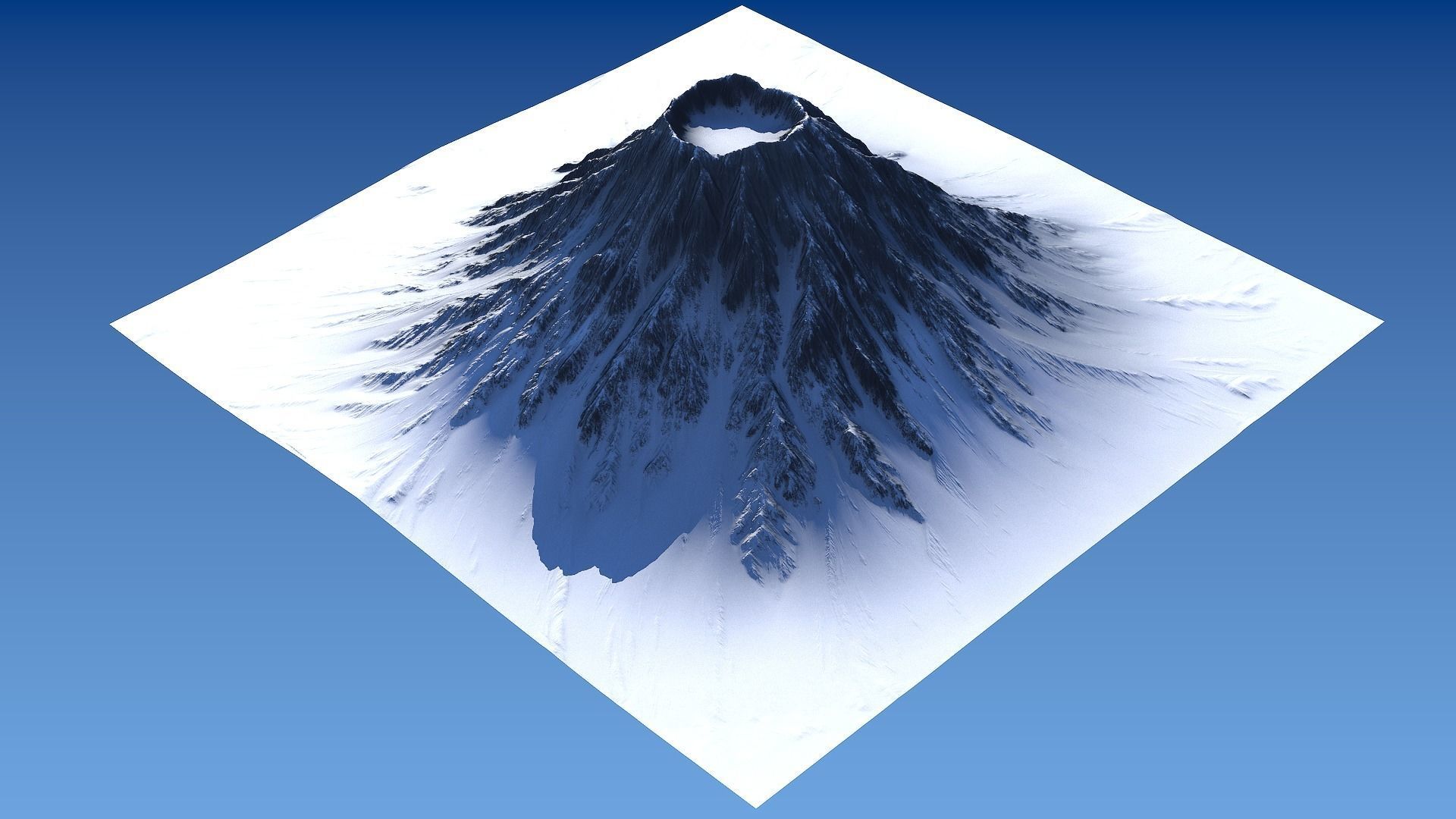 Snow-covered Volcano Low-poly 3D model_8